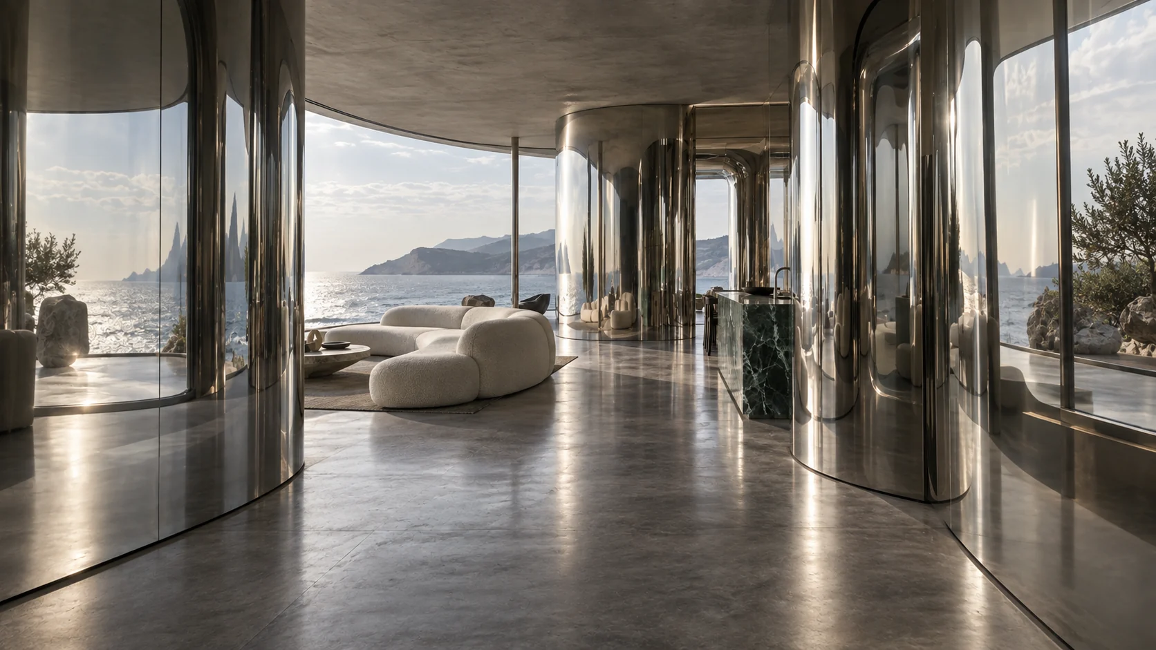 Mercurio — Interior passage and material reflections