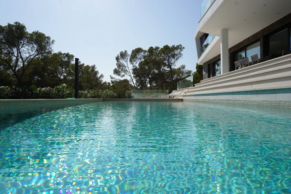 View of L01 Villa, a completed house in Cala Vinyes, Mallorca
