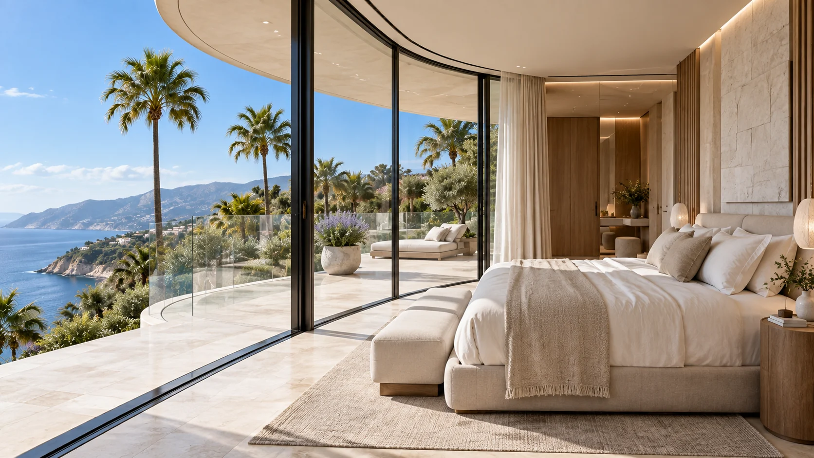 Villa Alba — Bedroom opening to the landscape