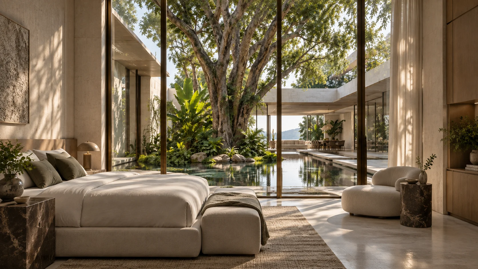 Villa Atria — Bedroom opening to the landscape