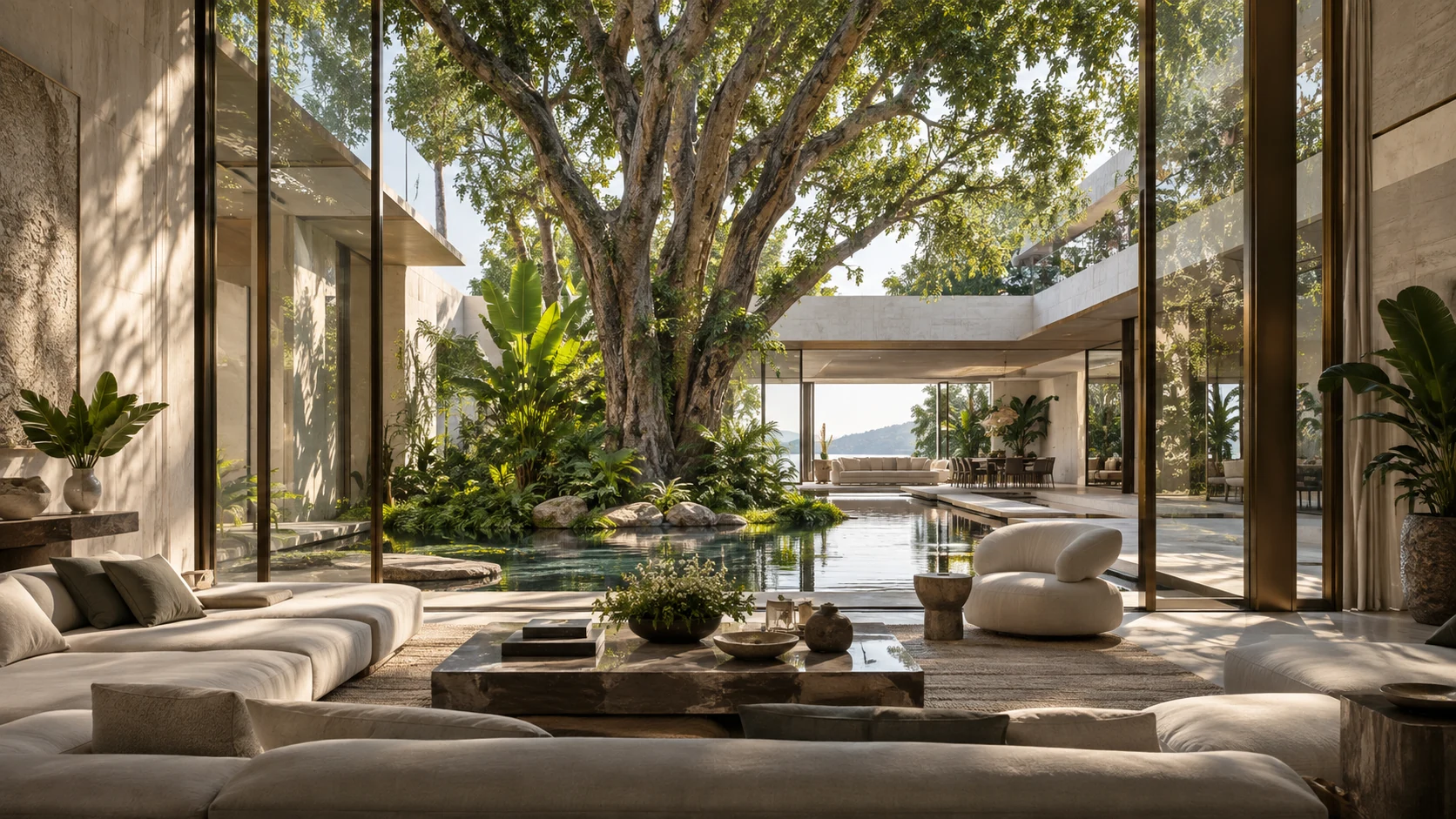 Villa Atria. A tropical courtyard at the heart of the house.