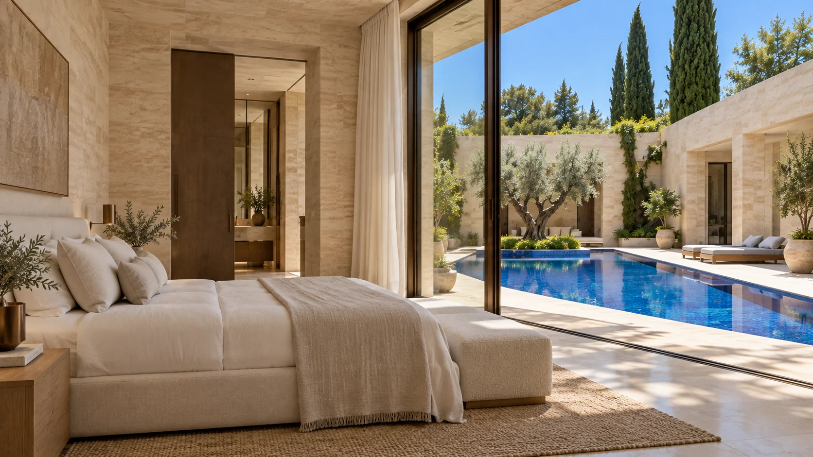 Villa Cobalto — Bedroom opening to the landscape