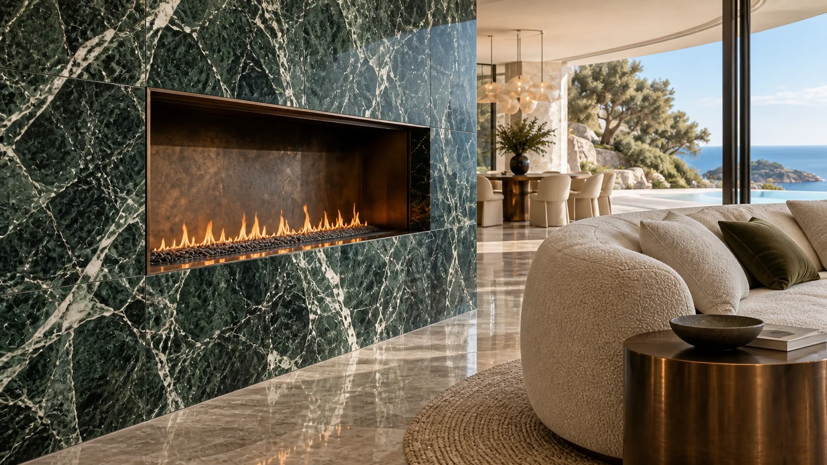 Villa Onda — Fireplace and stone details