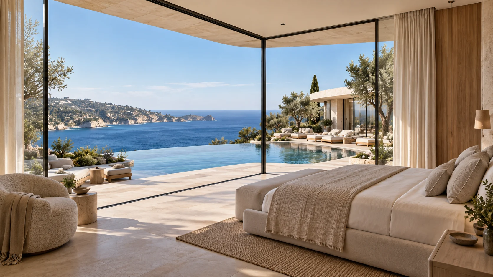 Villa Orbis — Bedroom opening to the landscape