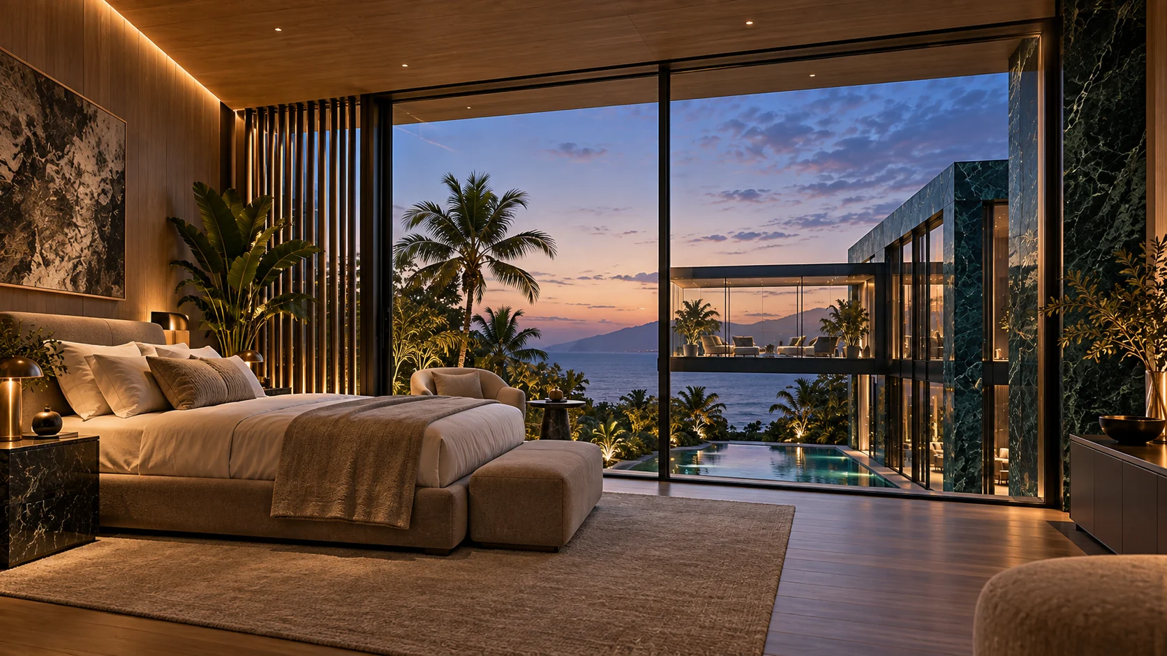 Villa Prisma — Bedroom opening to the landscape