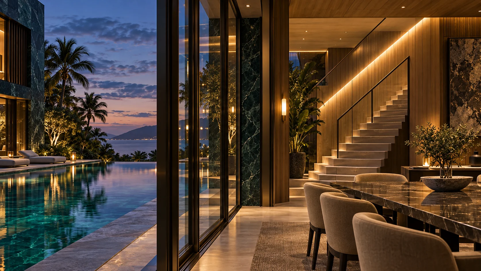 Villa Prisma — Sculptural staircase and interior space