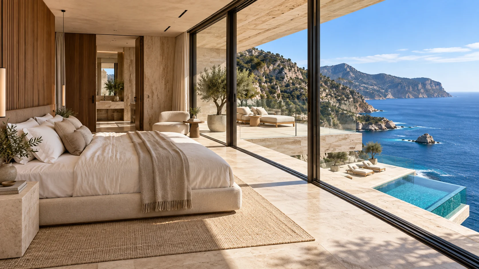 Villa Talassa — Bedroom opening to the landscape
