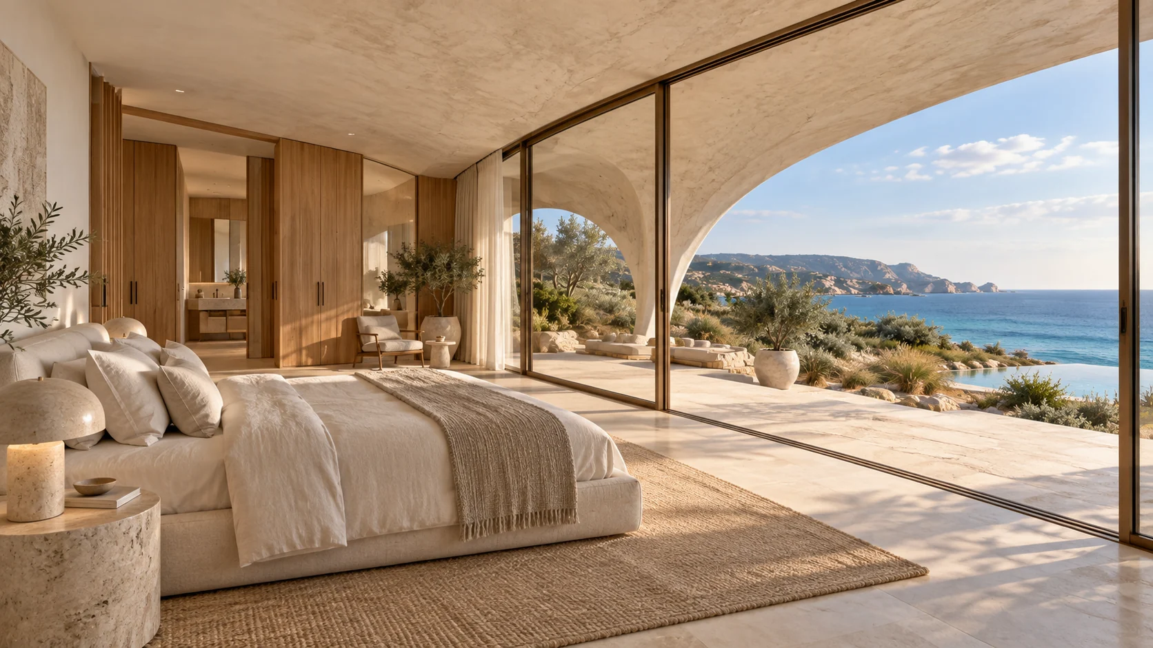 Villa Velaria — Bedroom opening to the landscape